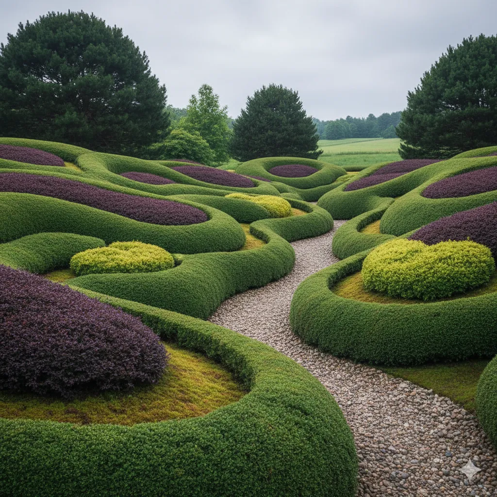 Organic flowing shrub shapes