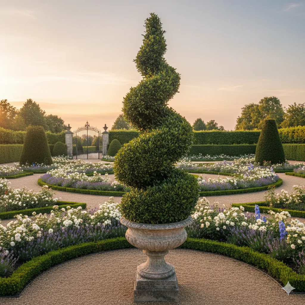 Spiral topiary shrub